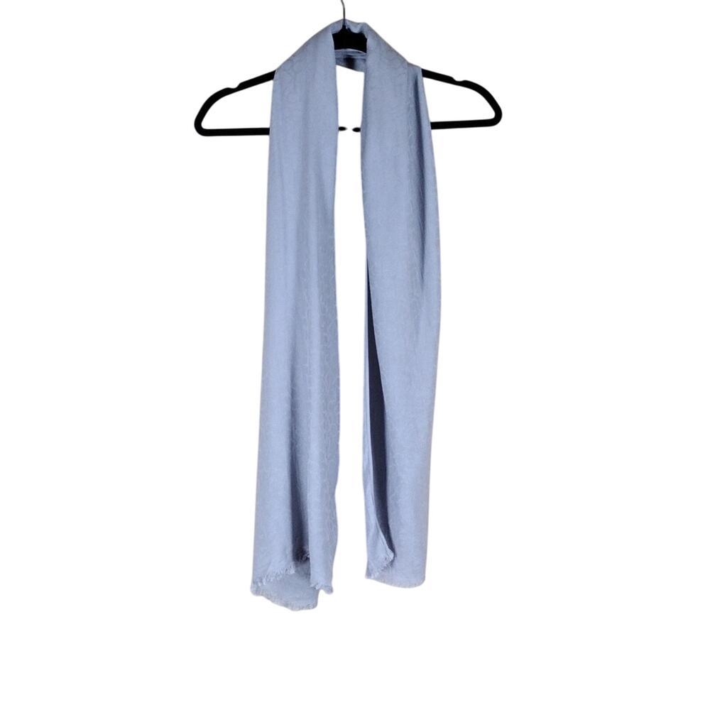 Calvin Klein Gray Viscose Preppy Business Casual Flowy Monogram Wrap Scarf